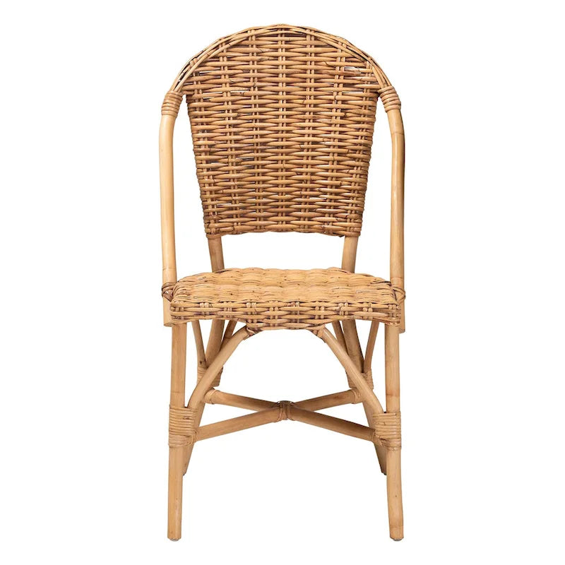 Silla de comedor individual de ratán natural marrón