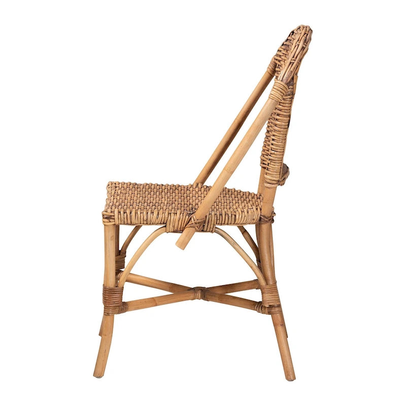 Silla de comedor individual de ratán natural marrón