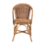 Silla de comedor individual de ratán natural marrón