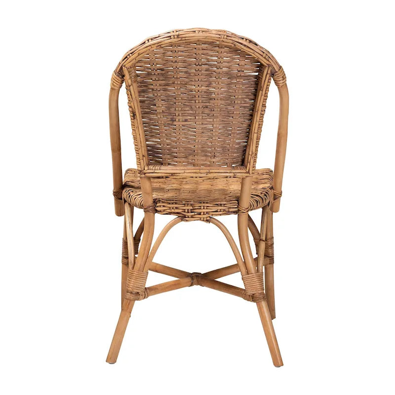 Silla de comedor individual de ratán natural marrón