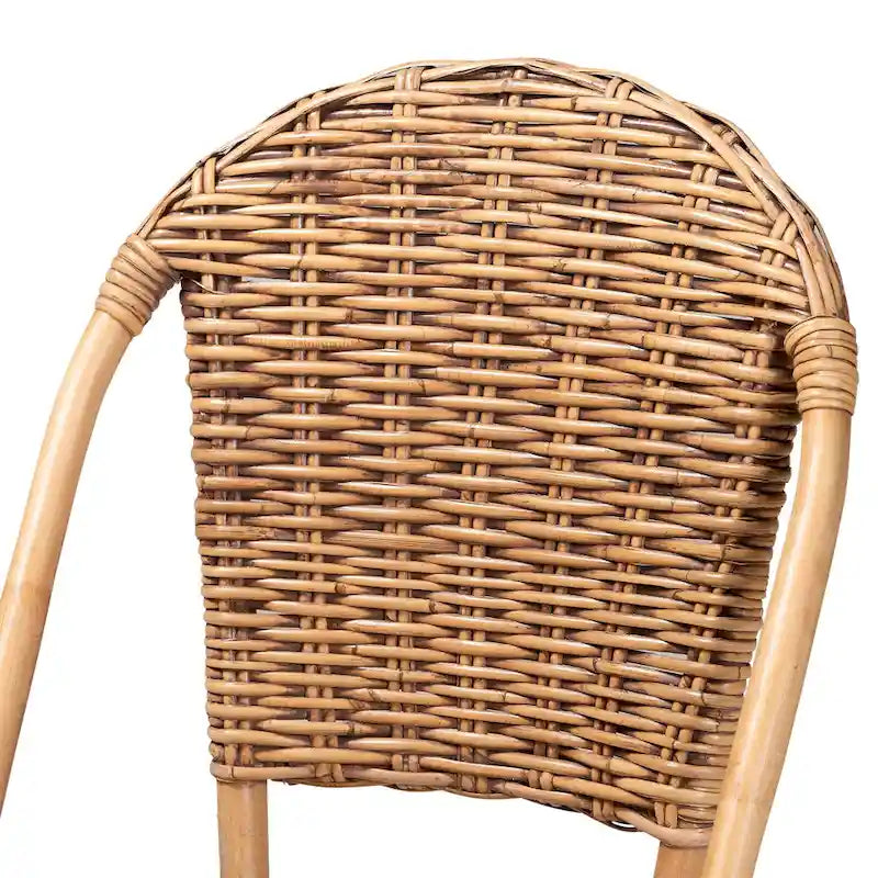Silla de comedor individual de ratán natural marrón