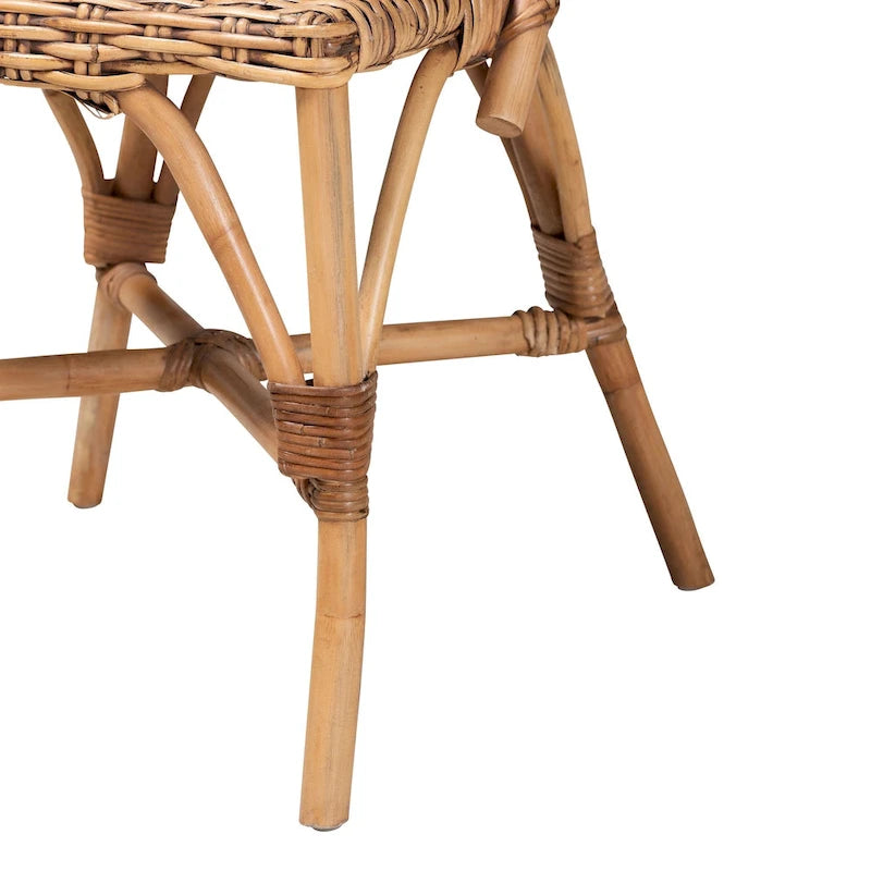 Silla de comedor individual de ratán natural marrón
