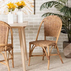 Silla de comedor individual de ratán natural marrón