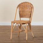 Silla de comedor individual de ratán natural marrón