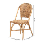Silla de comedor individual de ratán natural marrón