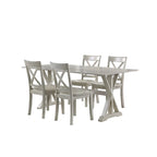Juego de comedor rústico X-Back antiguo blanco, con capacidad para 6 personas