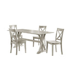 Juego de comedor rústico X-Back antiguo blanco, con capacidad para 6 personas