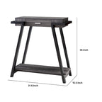 Mesa consola de 1 cajón con estante abierto, negra y gris