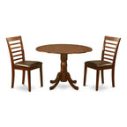Juego de comedor redondo de caoba, 3 piezas, 3 asientos