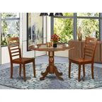 Juego de comedor redondo de caoba, 3 piezas, 3 asientos