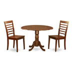 Juego de comedor redondo de caoba, 3 piezas, 3 asientos