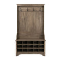 Grey Entryway Hall Tree Shoe Cubbie Coat Rack - 68  H x 38  W x 15.5  D