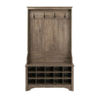 Grey Entryway Hall Tree Shoe Cubbie Coat Rack - 68  H x 38  W x 15.5  D