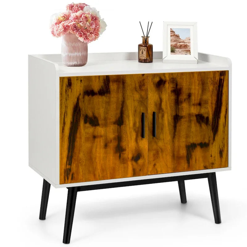 Gymax Sideboard Buffet Storage Cabinet w/2 Door Metal Legs Accent - 32  x 15  x 29  (L x W x H)