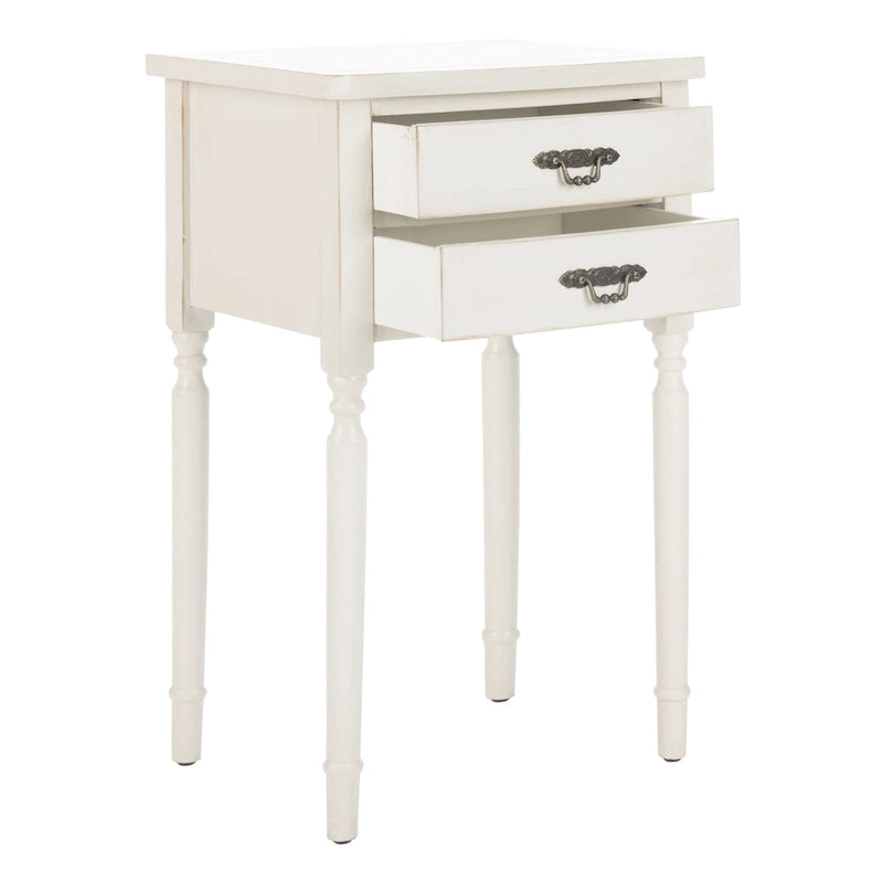 Mesa auxiliar estilo rústico francés, abedul blanco / verde polvoriento / cerceta — 1 persona