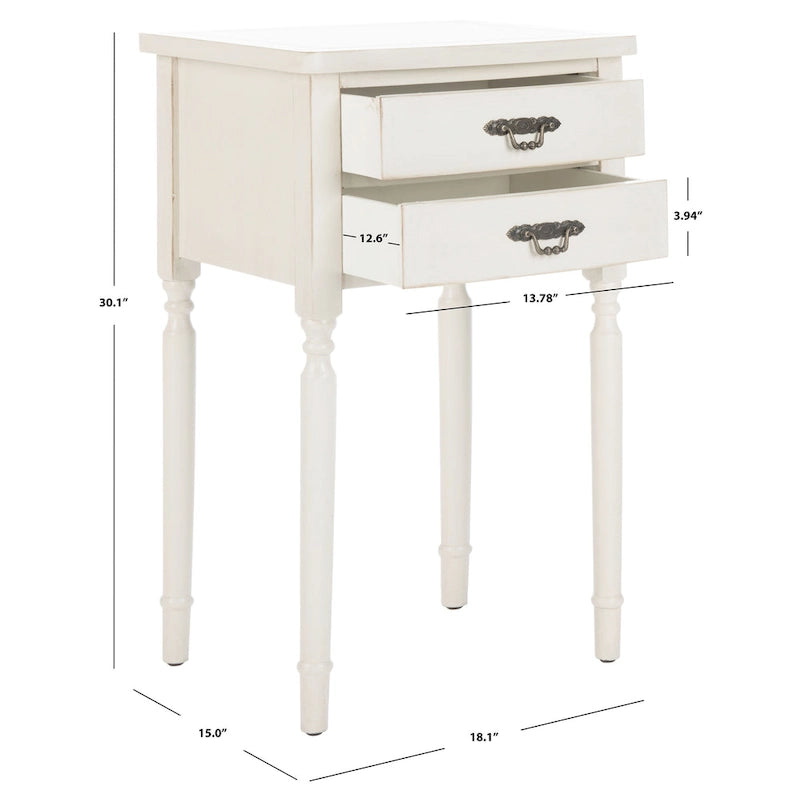 Mesa auxiliar estilo rústico francés, abedul blanco / verde polvoriento / cerceta — 1 persona