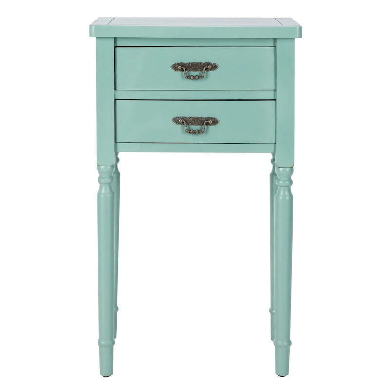 Mesa auxiliar estilo rústico francés, abedul blanco / verde polvoriento / cerceta — 1 persona
