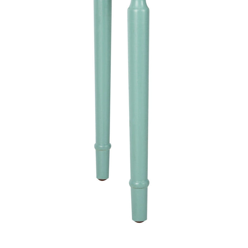 Mesa auxiliar estilo rústico francés, abedul blanco / verde polvoriento / cerceta — 1 persona