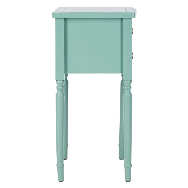 Mesa auxiliar estilo rústico francés, abedul blanco / verde polvoriento / cerceta — 1 persona