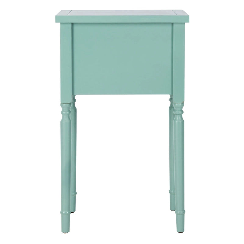 Mesa auxiliar estilo rústico francés, abedul blanco / verde polvoriento / cerceta — 1 persona