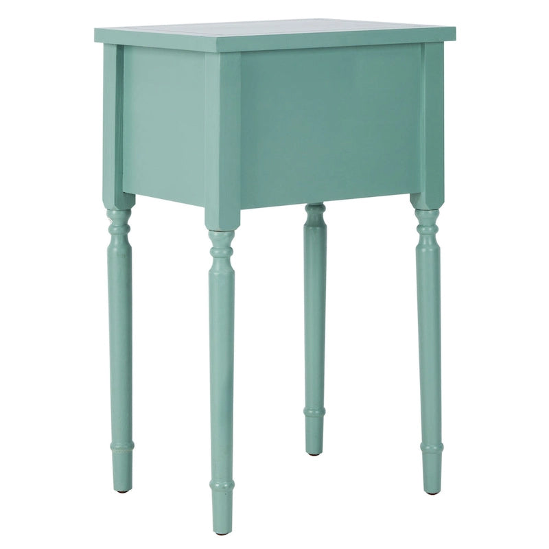 Mesa auxiliar estilo rústico francés, abedul blanco / verde polvoriento / cerceta — 1 persona