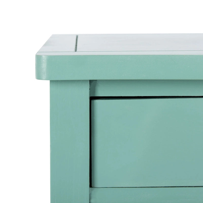 Mesa auxiliar estilo rústico francés, abedul blanco / verde polvoriento / cerceta — 1 persona