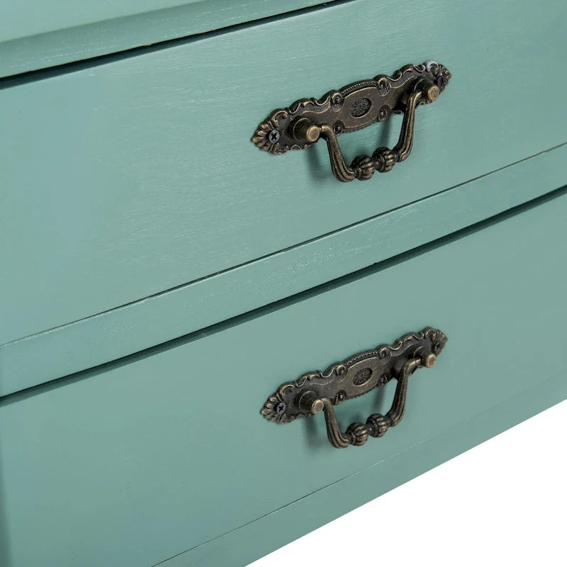 Mesa auxiliar estilo rústico francés, abedul blanco / verde polvoriento / cerceta — 1 persona