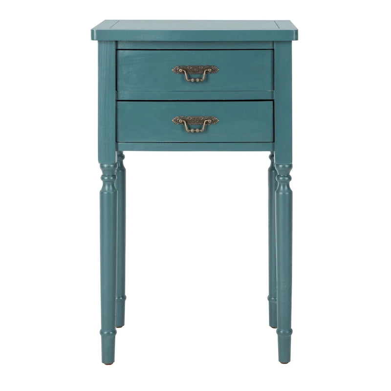 Mesa auxiliar estilo rústico francés, abedul blanco / verde polvoriento / cerceta — 1 persona