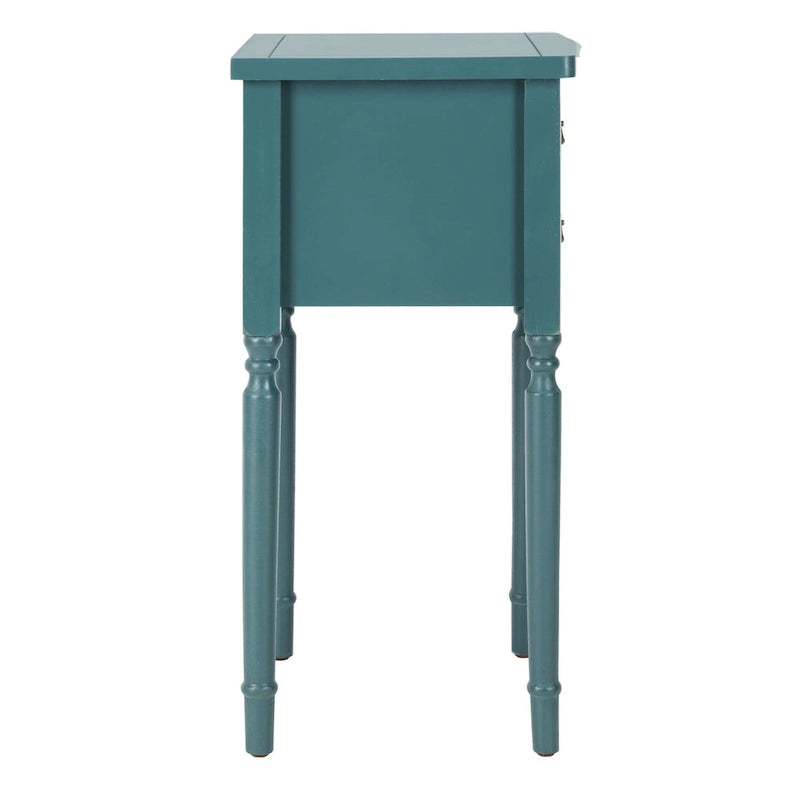 Mesa auxiliar estilo rústico francés, abedul blanco / verde polvoriento / cerceta — 1 persona