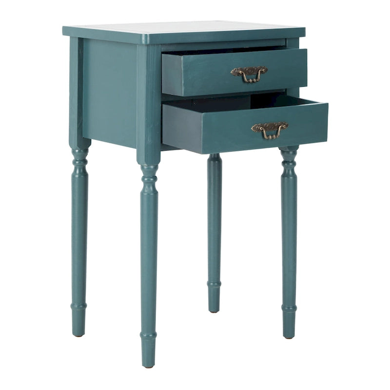 Mesa auxiliar estilo rústico francés, abedul blanco / verde polvoriento / cerceta — 1 persona