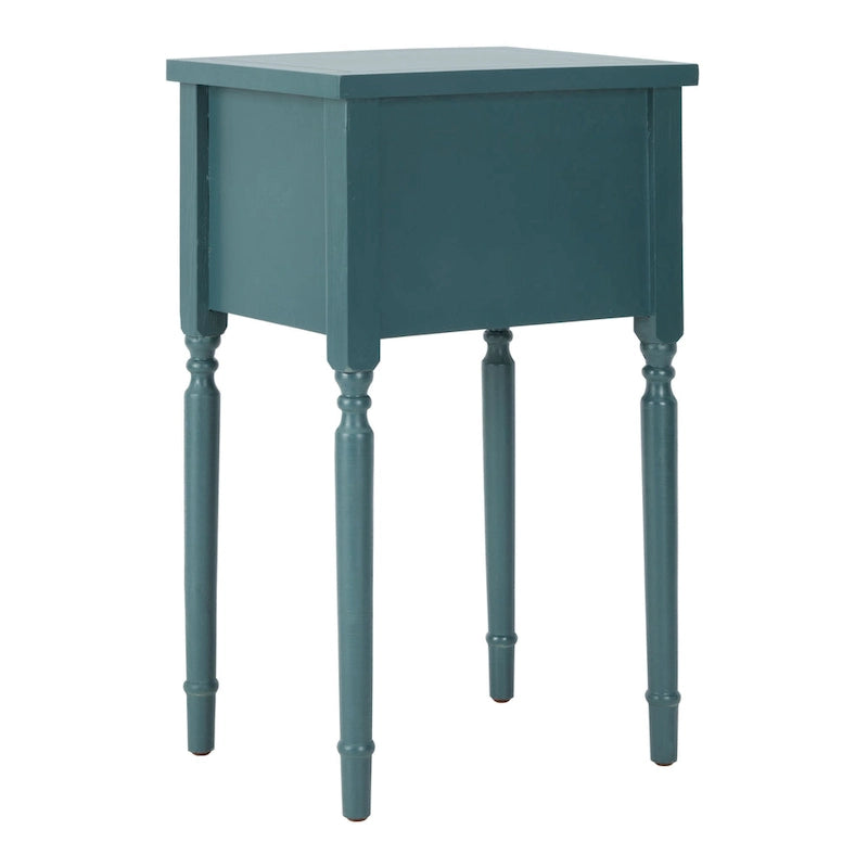 Mesa auxiliar estilo rústico francés, abedul blanco / verde polvoriento / cerceta — 1 persona