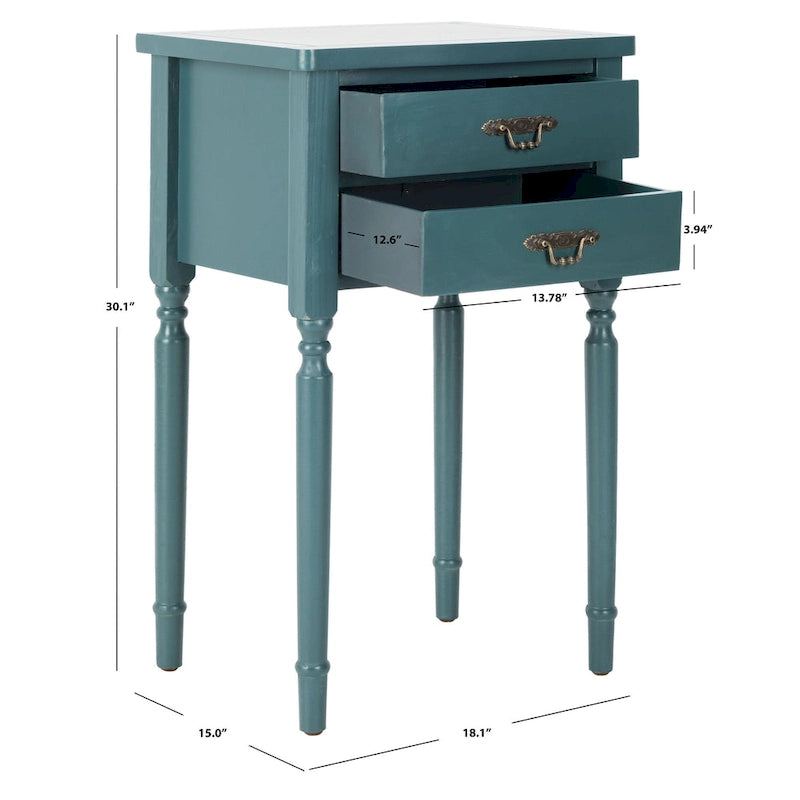 Mesa auxiliar estilo rústico francés, abedul blanco / verde polvoriento / cerceta — 1 persona