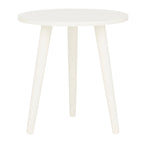 Mesa auxiliar redonda con acento — Blanco vintage / Marrón claro / Gris pizarra / Negro, 1 persona, Mezcla de madera de pino