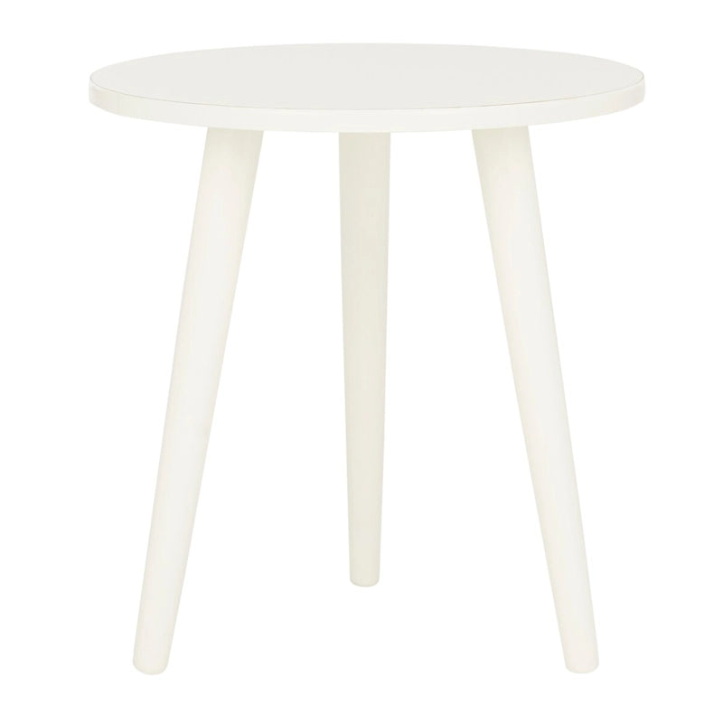 Mesa auxiliar redonda con acento — Blanco vintage / Marrón claro / Gris pizarra / Negro, 1 persona, Mezcla de madera de pino