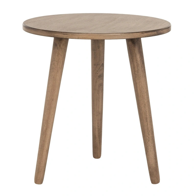 Mesa auxiliar redonda con acento — Blanco vintage / Marrón claro / Gris pizarra / Negro, 1 persona, Mezcla de madera de pino