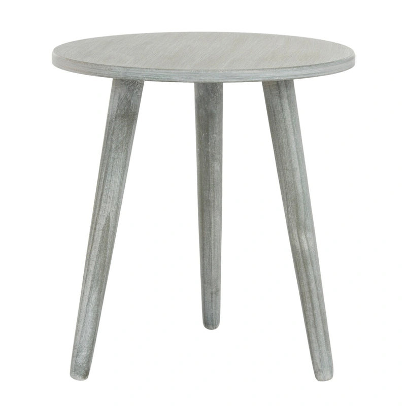 Mesa auxiliar redonda con acento — Blanco vintage / Marrón claro / Gris pizarra / Negro, 1 persona, Mezcla de madera de pino