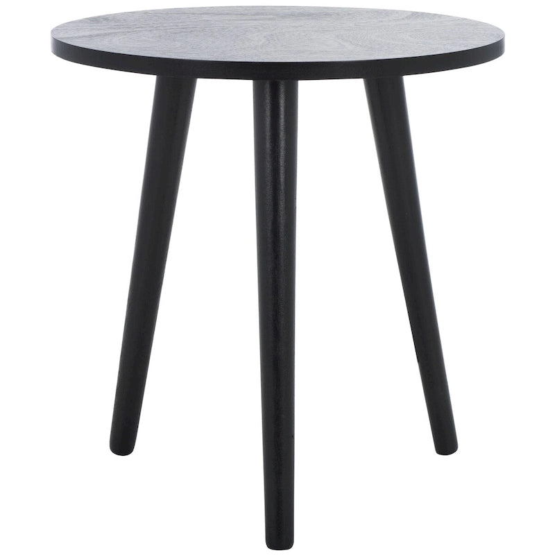 Mesa auxiliar redonda con acento — Blanco vintage / Marrón claro / Gris pizarra / Negro, 1 persona, Mezcla de madera de pino