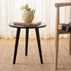 Mesa auxiliar redonda con acento — Blanco vintage / Marrón claro / Gris pizarra / Negro, 1 persona, Mezcla de madera de pino