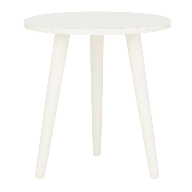 Mesa auxiliar redonda con acento — Blanco vintage / Marrón claro / Gris pizarra / Negro, 1 persona, Mezcla de madera de pino