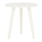 Mesa auxiliar redonda con acento — Blanco vintage / Marrón claro / Gris pizarra / Negro, 1 persona, Mezcla de madera de pino