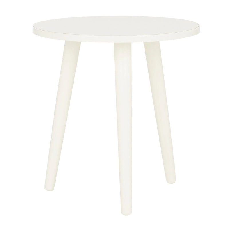 Mesa auxiliar redonda con acento — Blanco vintage / Marrón claro / Gris pizarra / Negro, 1 persona, Mezcla de madera de pino
