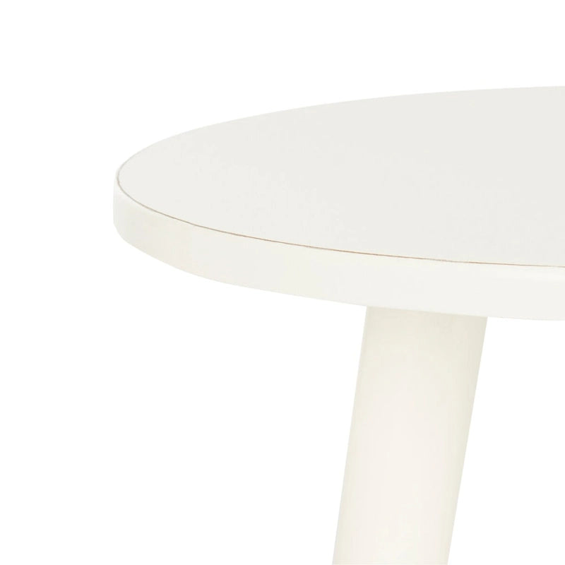 Mesa auxiliar redonda con acento — Blanco vintage / Marrón claro / Gris pizarra / Negro, 1 persona, Mezcla de madera de pino
