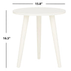 Mesa auxiliar redonda con acento — Blanco vintage / Marrón claro / Gris pizarra / Negro, 1 persona, Mezcla de madera de pino