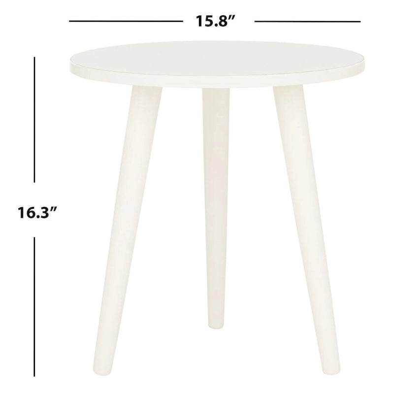 Mesa auxiliar redonda con acento — Blanco vintage / Marrón claro / Gris pizarra / Negro, 1 persona, Mezcla de madera de pino