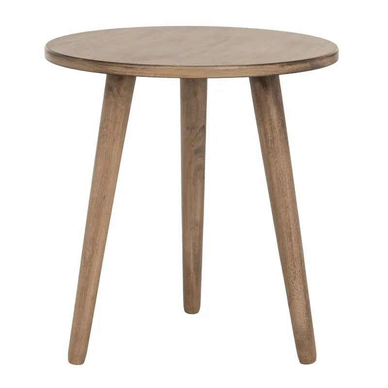 Mesa auxiliar redonda con acento — Blanco vintage / Marrón claro / Gris pizarra / Negro, 1 persona, Mezcla de madera de pino