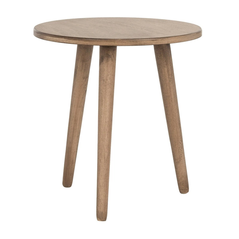Mesa auxiliar redonda con acento — Blanco vintage / Marrón claro / Gris pizarra / Negro, 1 persona, Mezcla de madera de pino