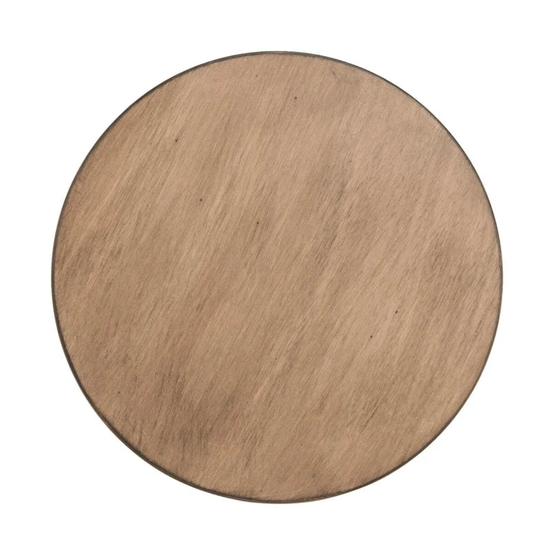 Mesa auxiliar redonda con acento — Blanco vintage / Marrón claro / Gris pizarra / Negro, 1 persona, Mezcla de madera de pino