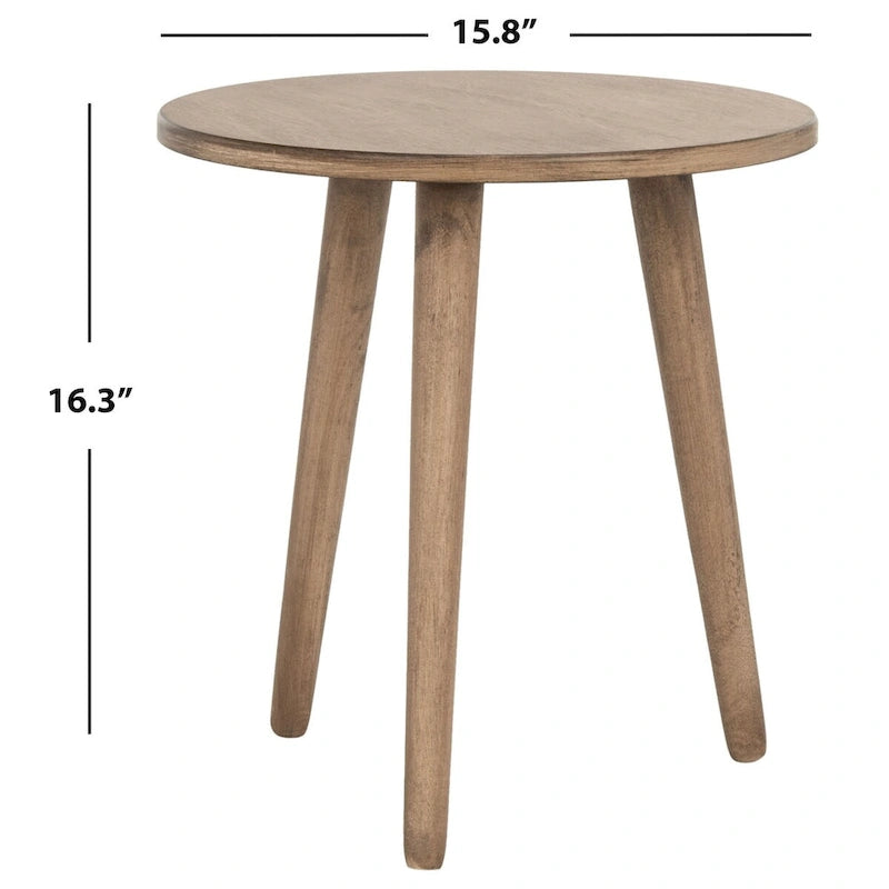 Mesa auxiliar redonda con acento — Blanco vintage / Marrón claro / Gris pizarra / Negro, 1 persona, Mezcla de madera de pino