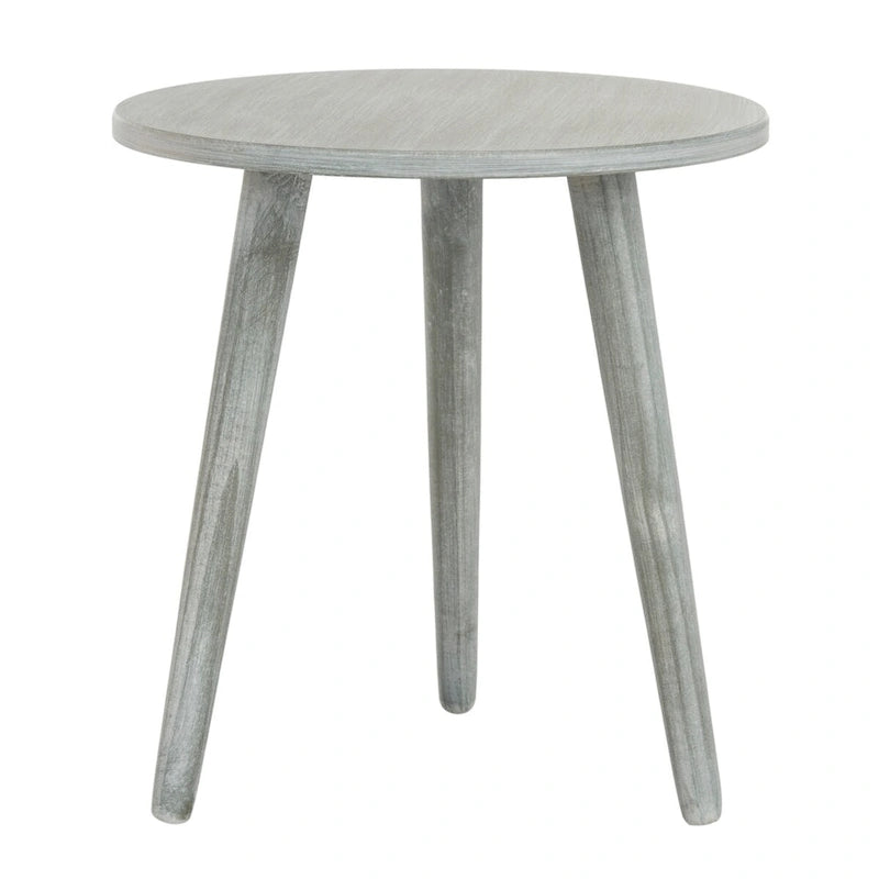 Mesa auxiliar redonda con acento — Blanco vintage / Marrón claro / Gris pizarra / Negro, 1 persona, Mezcla de madera de pino