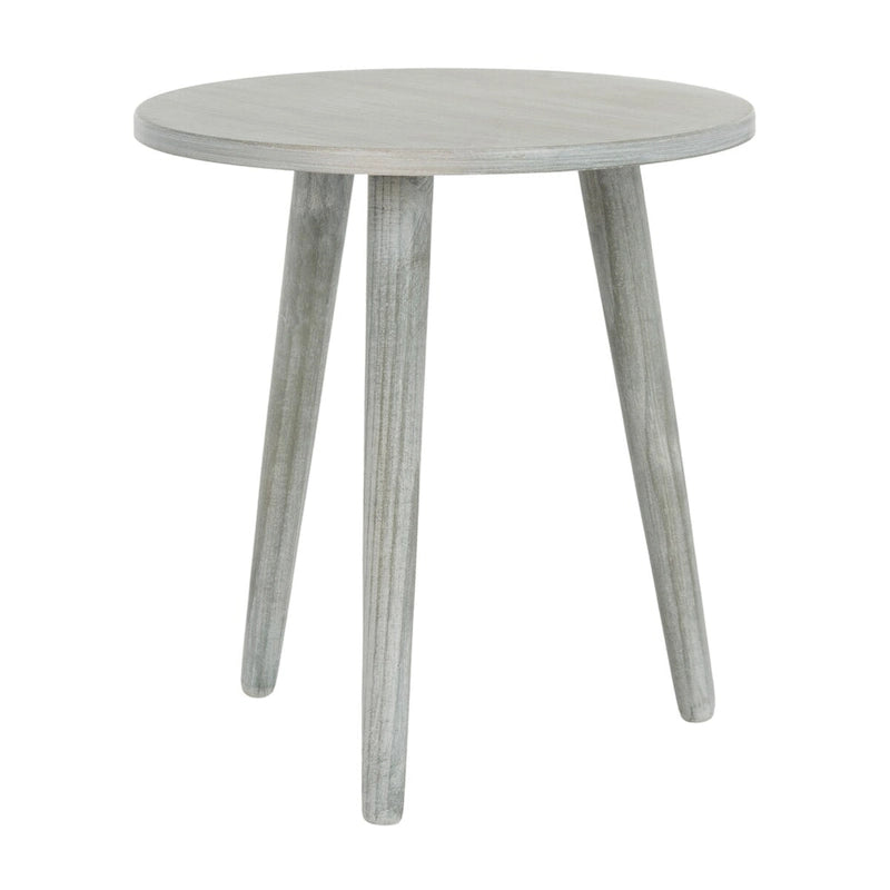 Mesa auxiliar redonda con acento — Blanco vintage / Marrón claro / Gris pizarra / Negro, 1 persona, Mezcla de madera de pino
